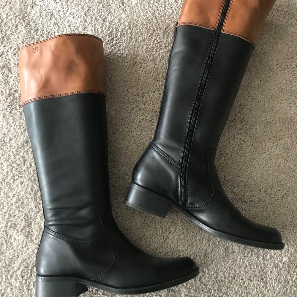 Black and Cognac Riding Style boot